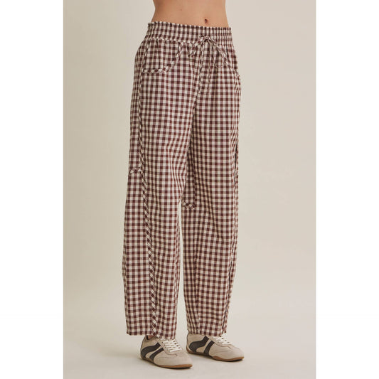 Gingham Barrel Pants