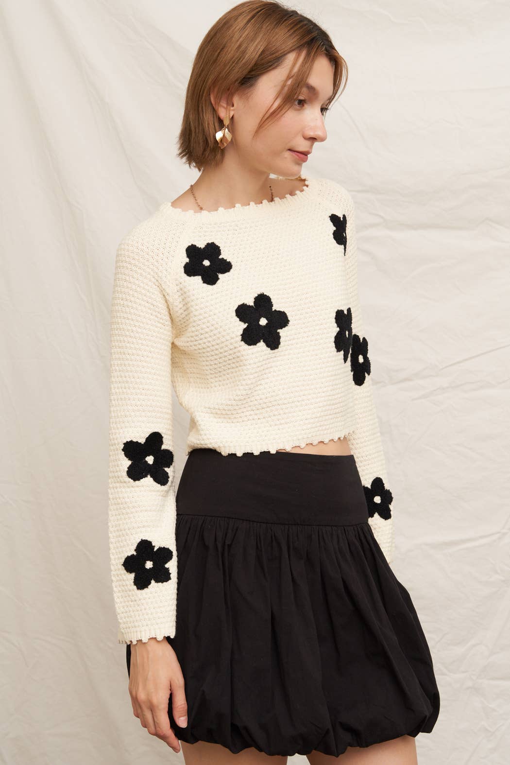 Ditsy Daisy Crop Sweater