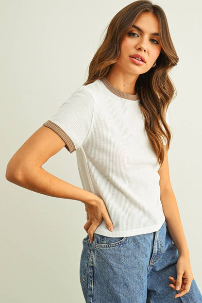 Waffle Knit Ringer Tee
