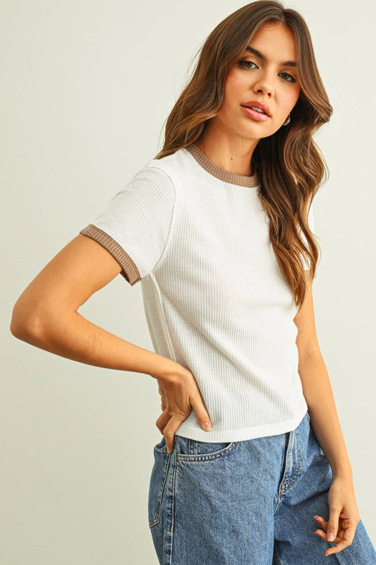Waffle Knit Ringer Tee