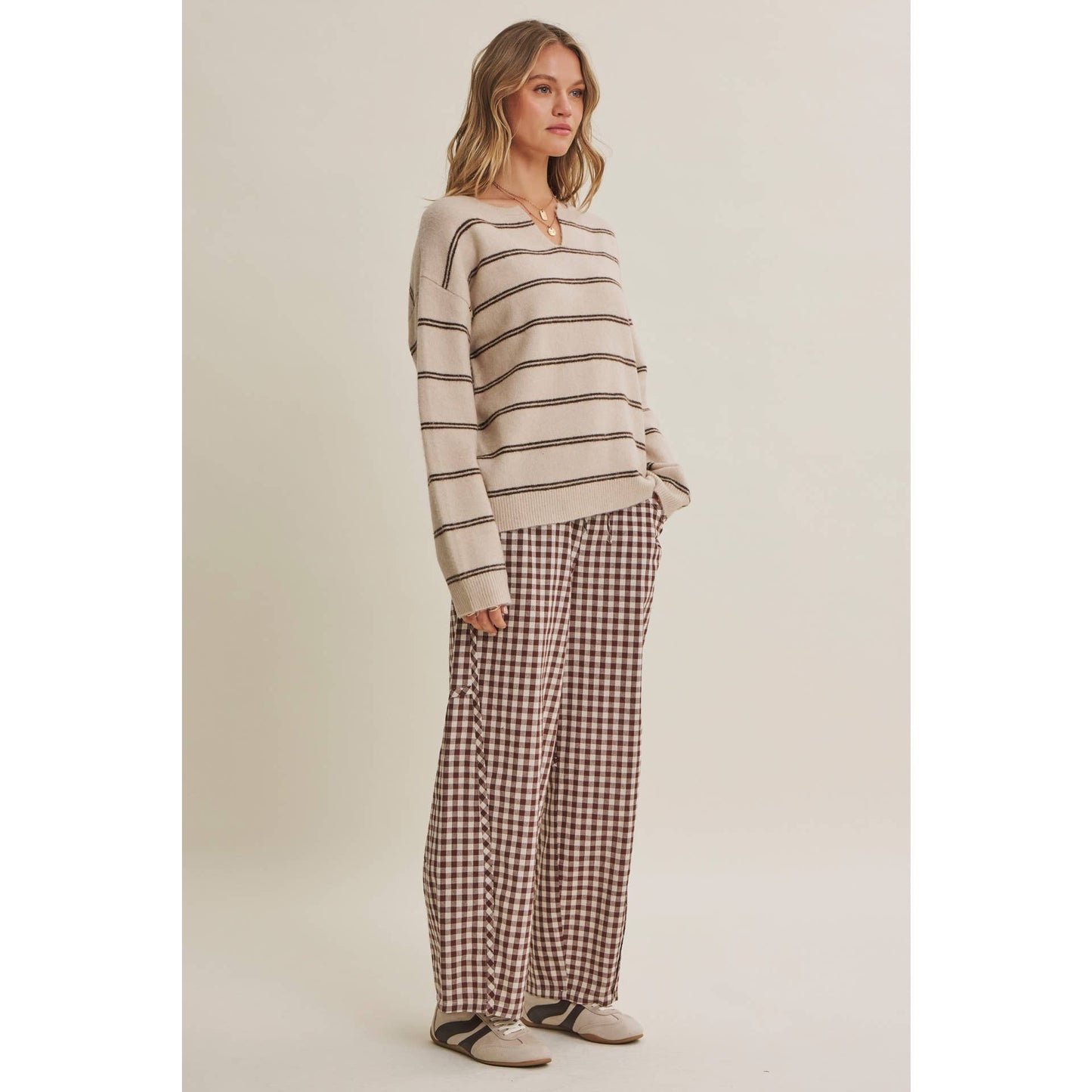 Gingham Barrel Pants