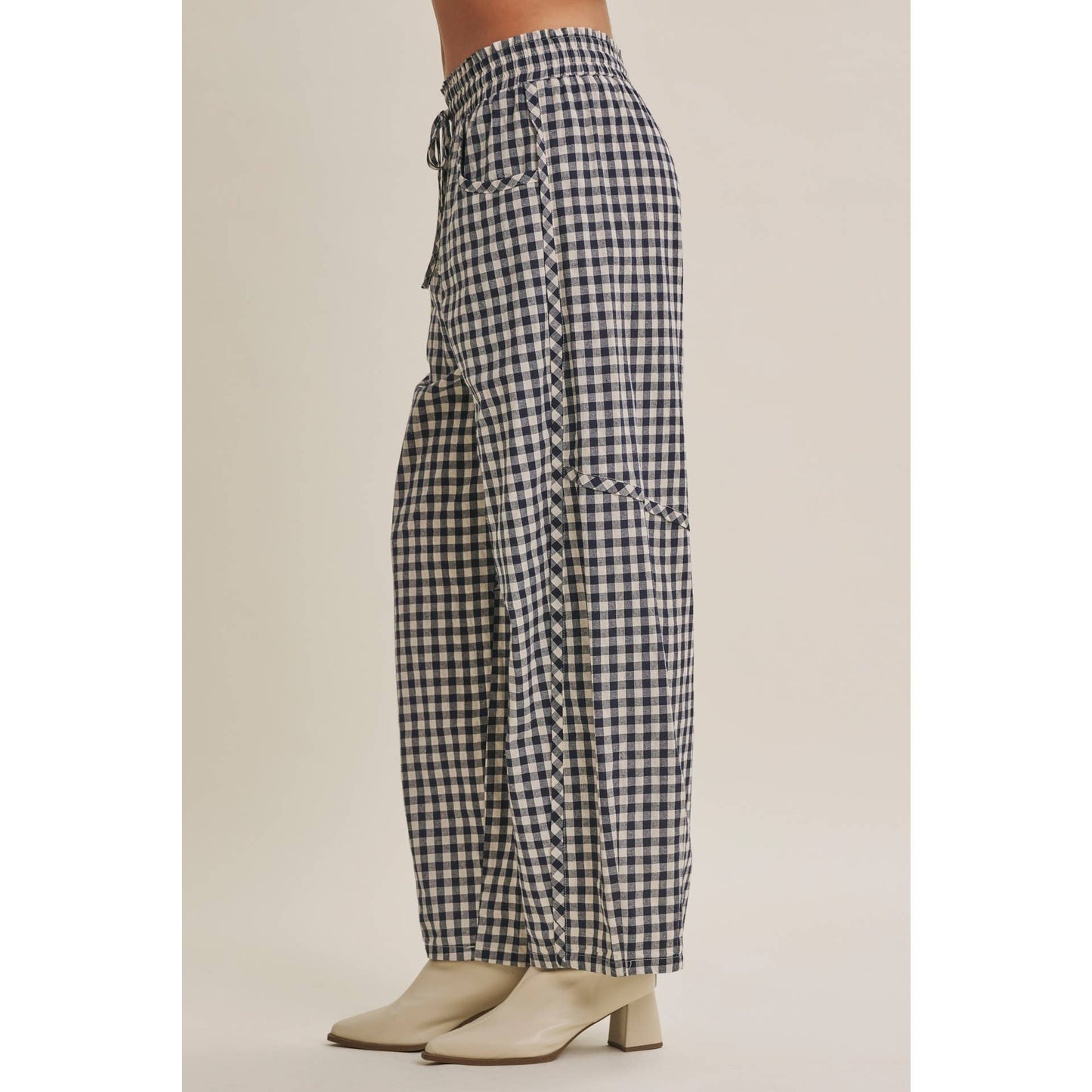 Gingham Barrel Pants