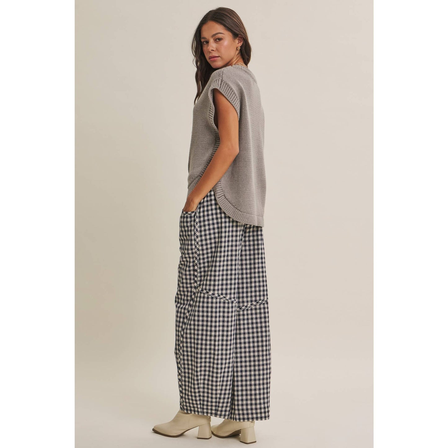 Gingham Barrel Pants