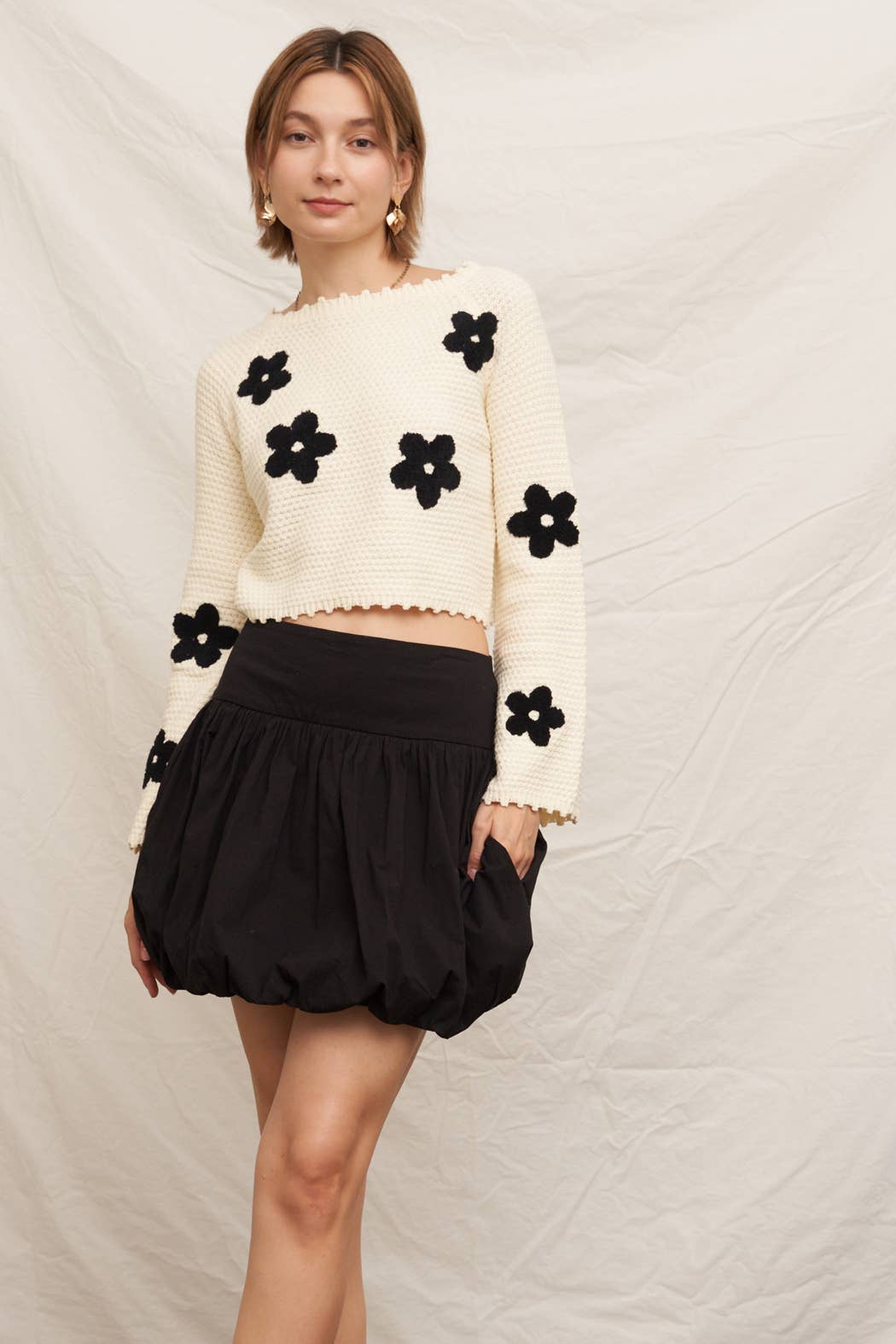Ditsy Daisy Crop Sweater