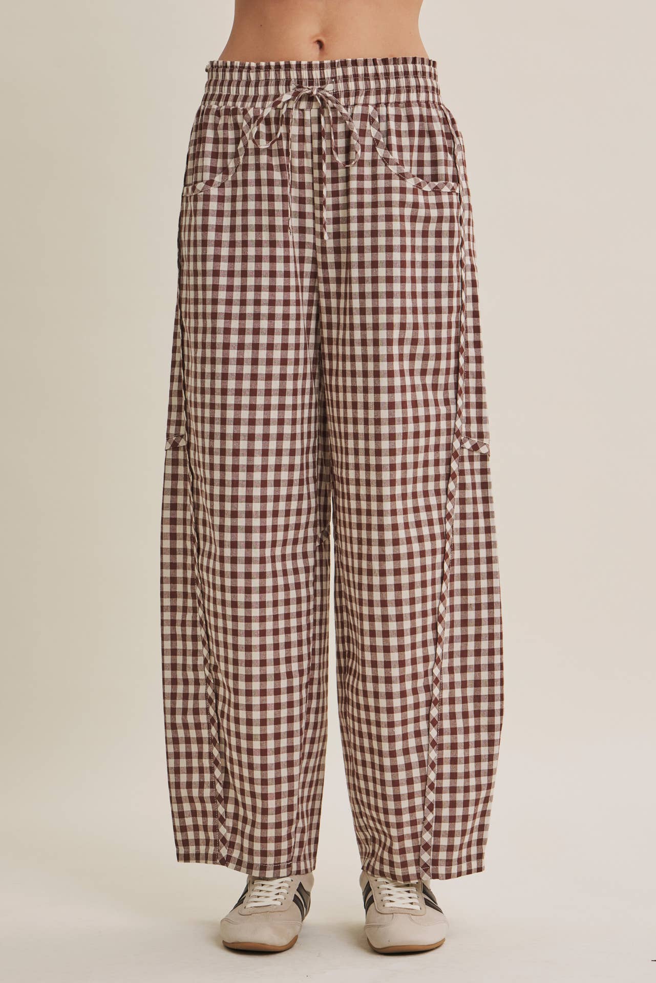 Gingham Barrel Pants