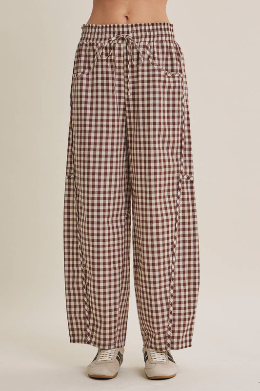 Gingham Barrel Pants