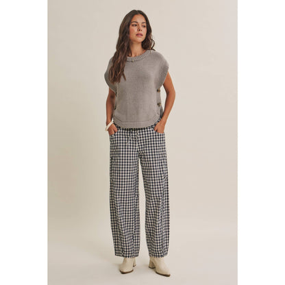Gingham Barrel Pants