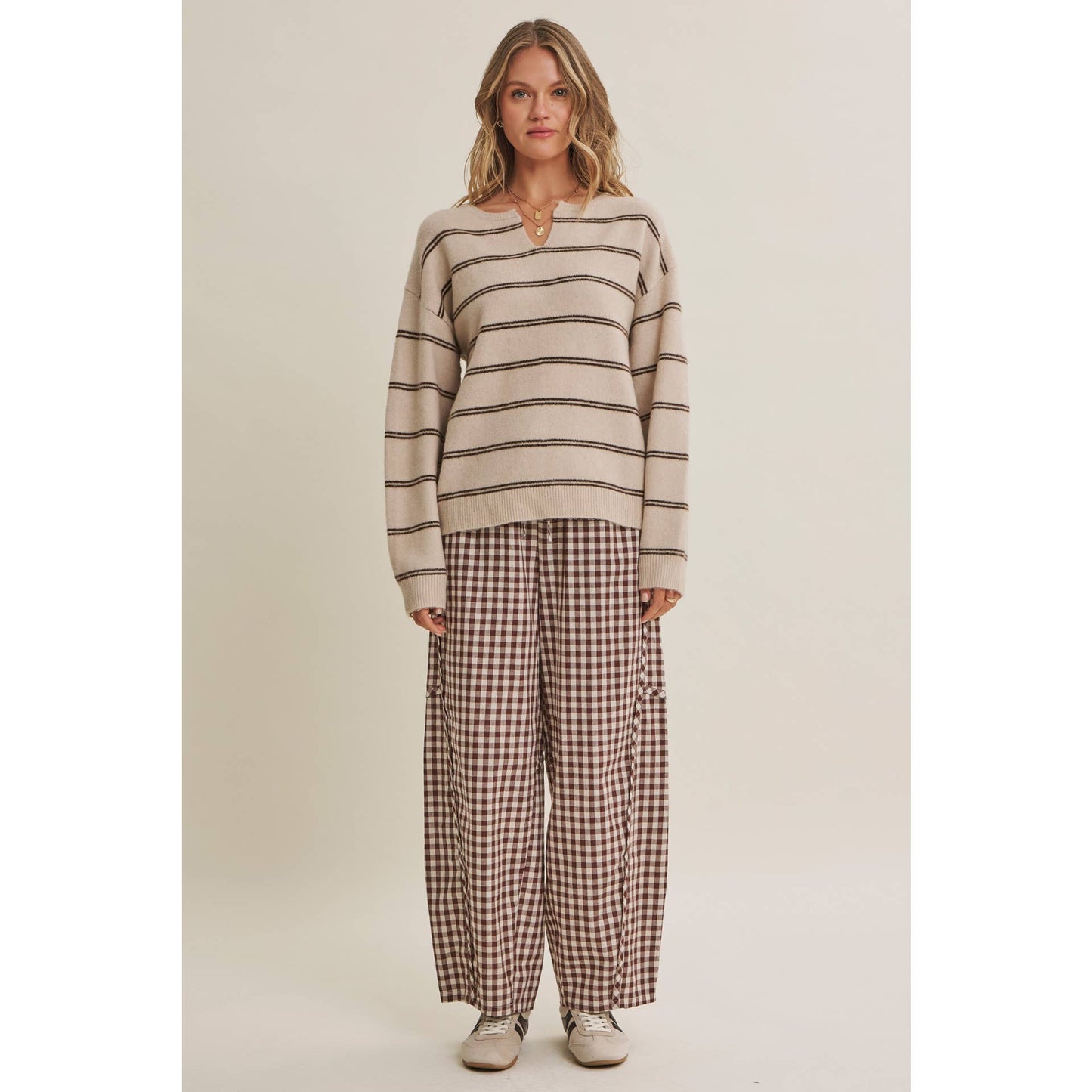Gingham Barrel Pants