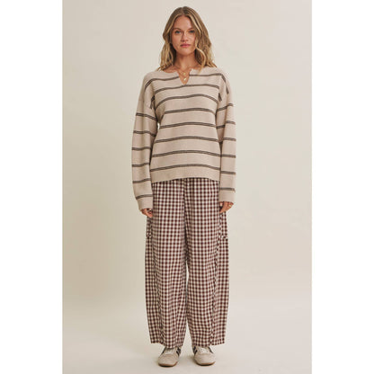 Gingham Barrel Pants