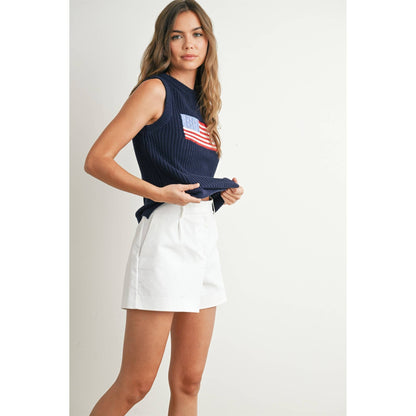 Flag Print Knitted Sleeveless Sweater