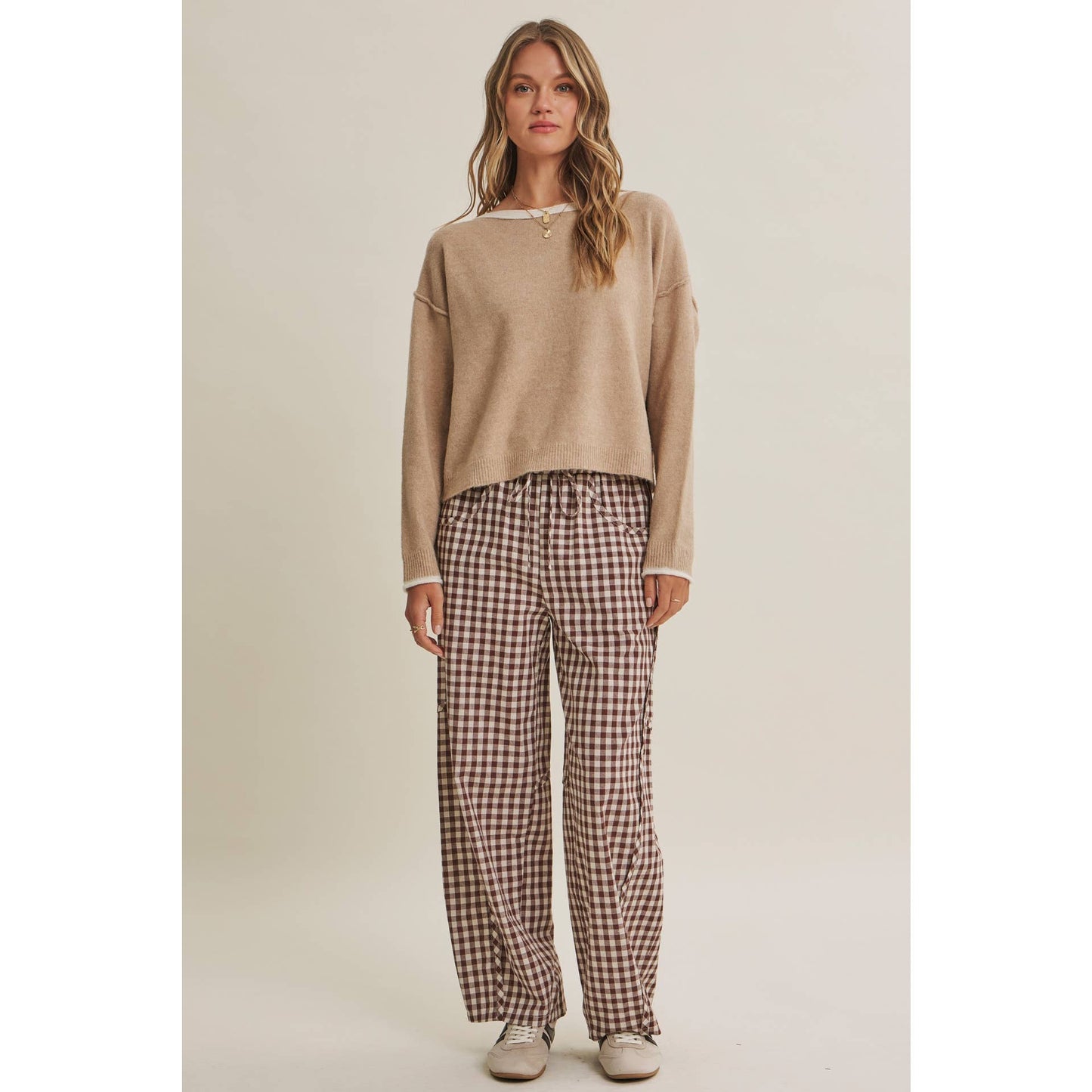 Gingham Barrel Pants