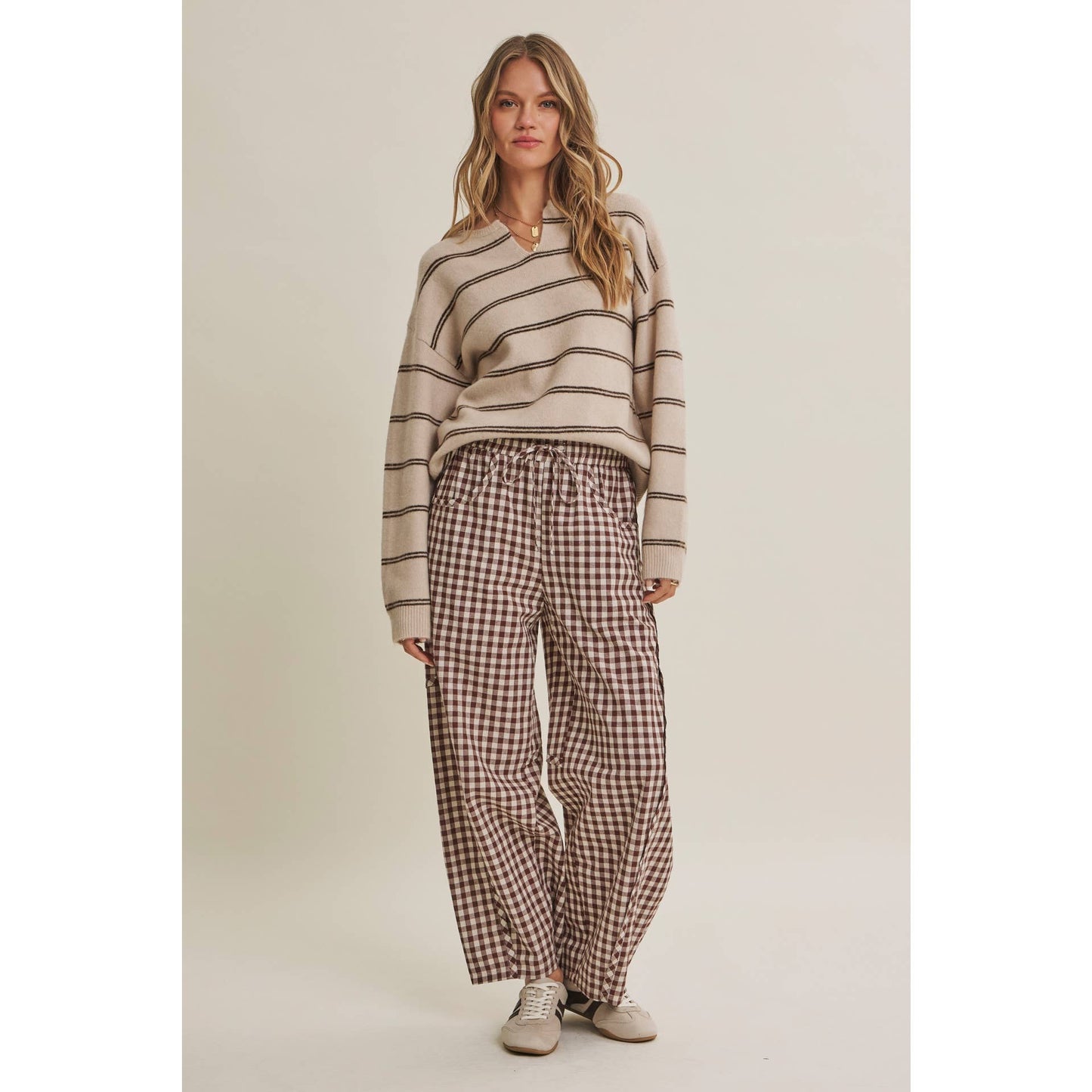 Gingham Barrel Pants