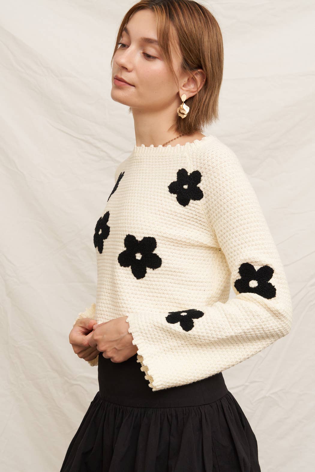 Ditsy Daisy Crop Sweater