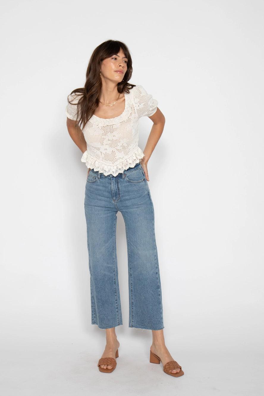 High Rise Wide Leg Crop in Classic Vintage- FINAL SALE