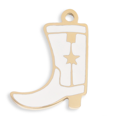 White Cowgirl Boot Charm