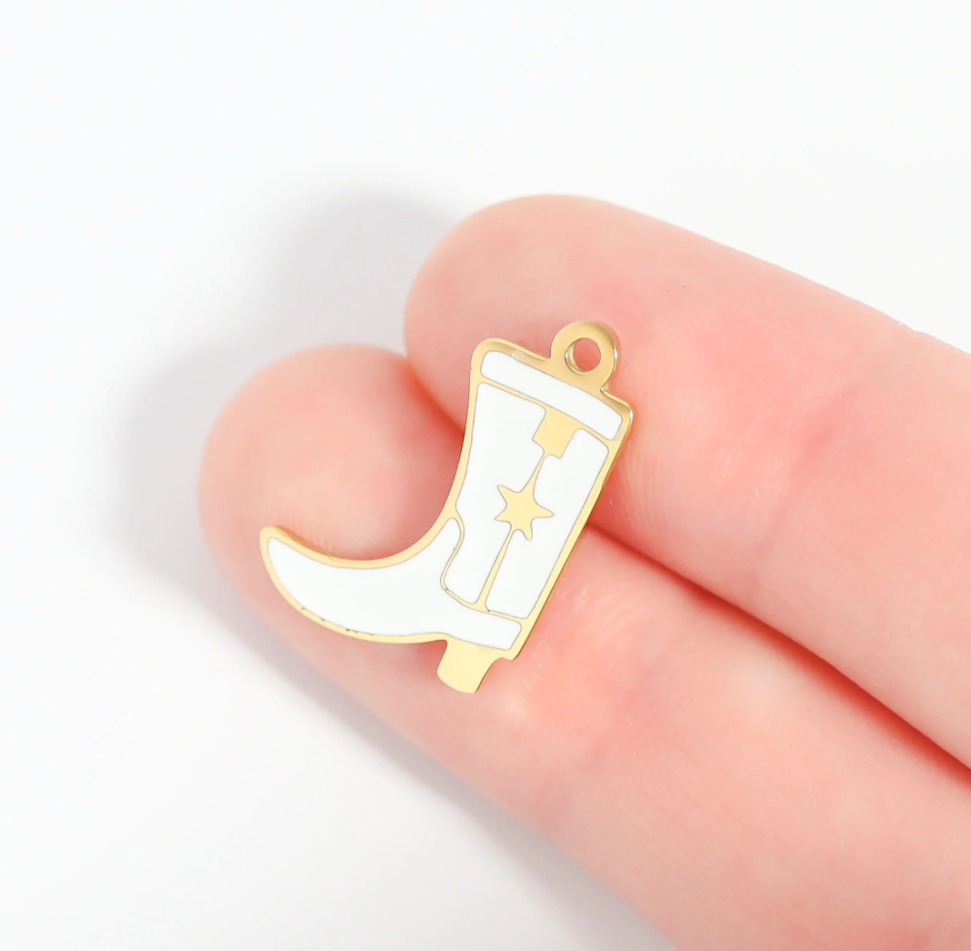 White Cowgirl Boot Charm