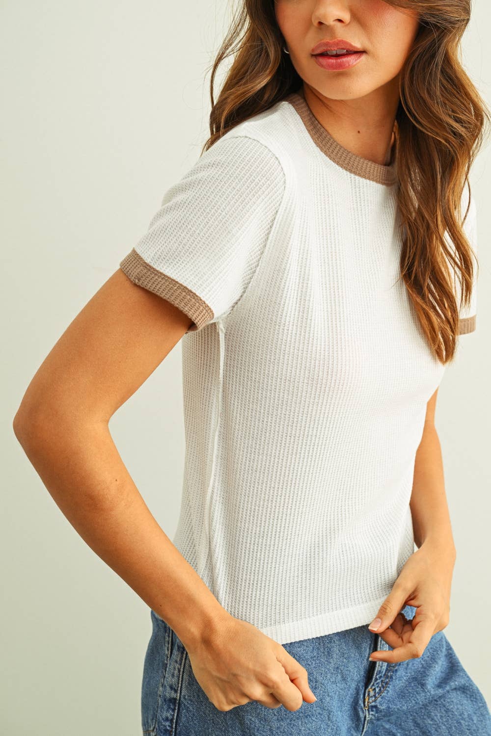 Waffle Knit Ringer Tee