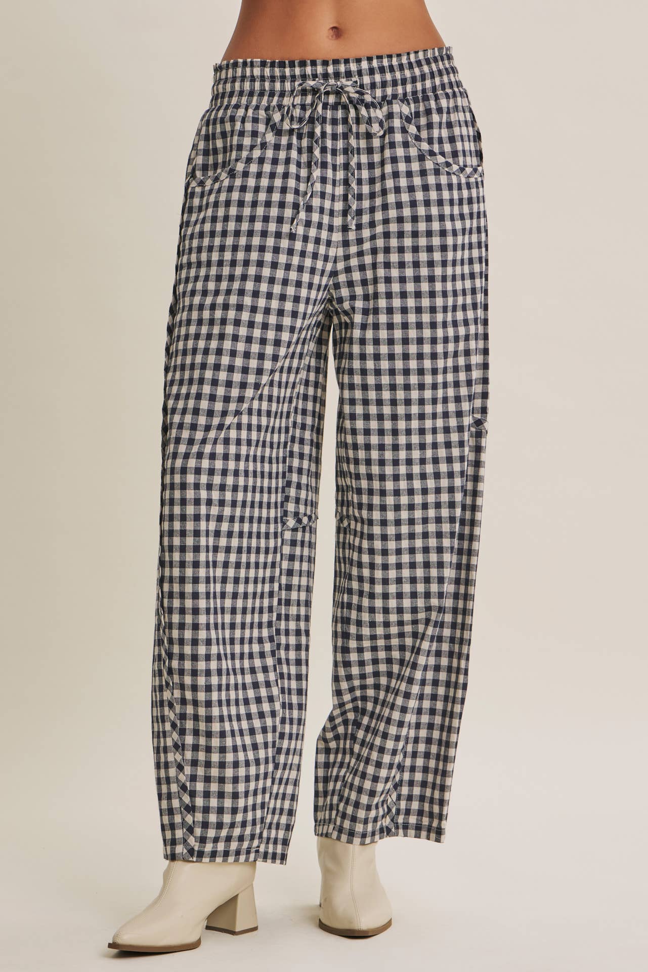 Gingham Barrel Pants