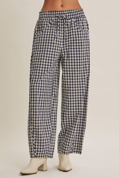 Gingham Barrel Pants