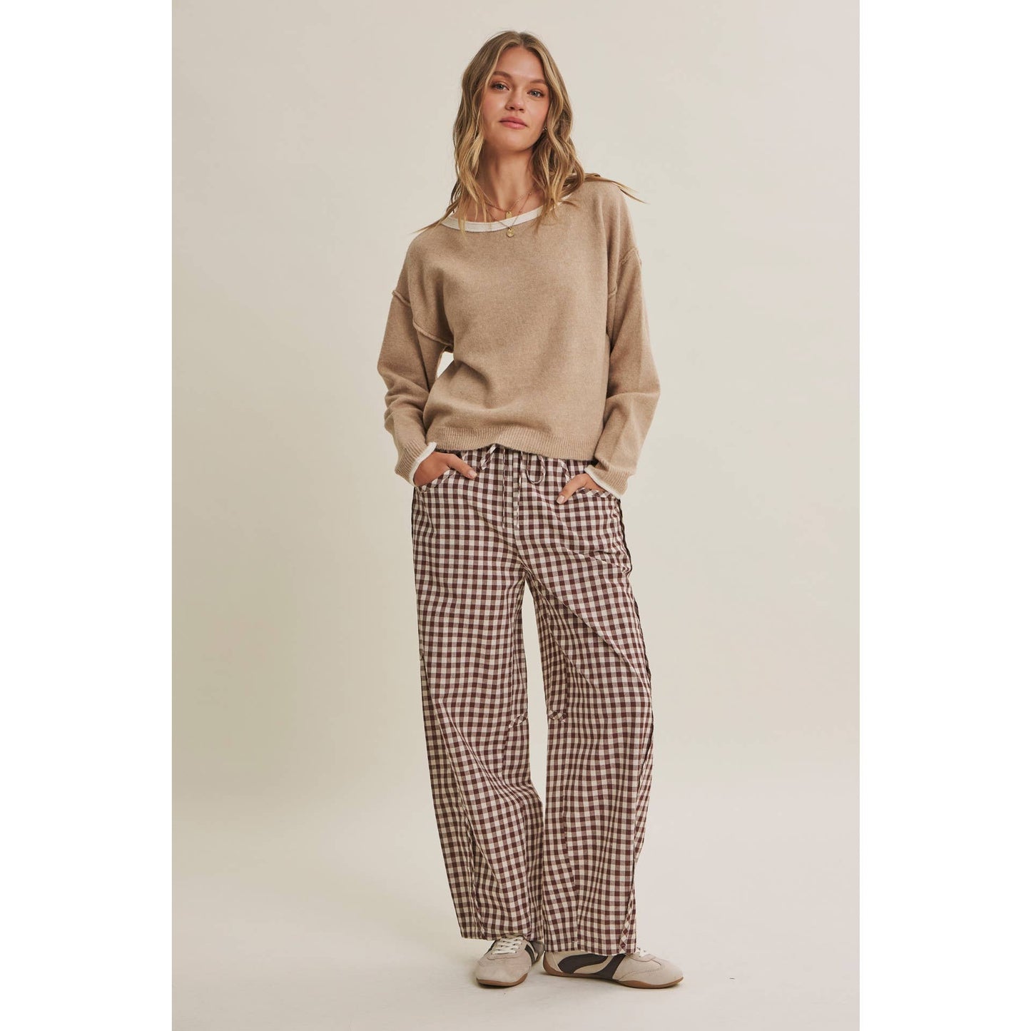 Gingham Barrel Pants