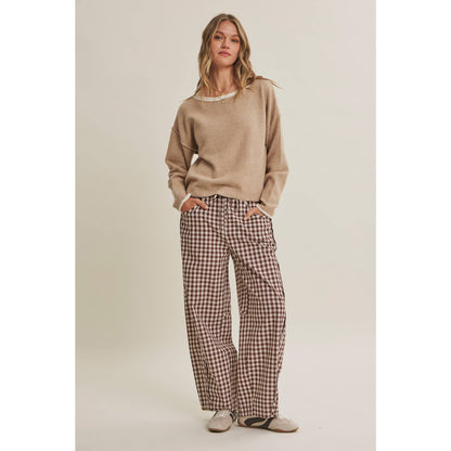 Gingham Barrel Pants