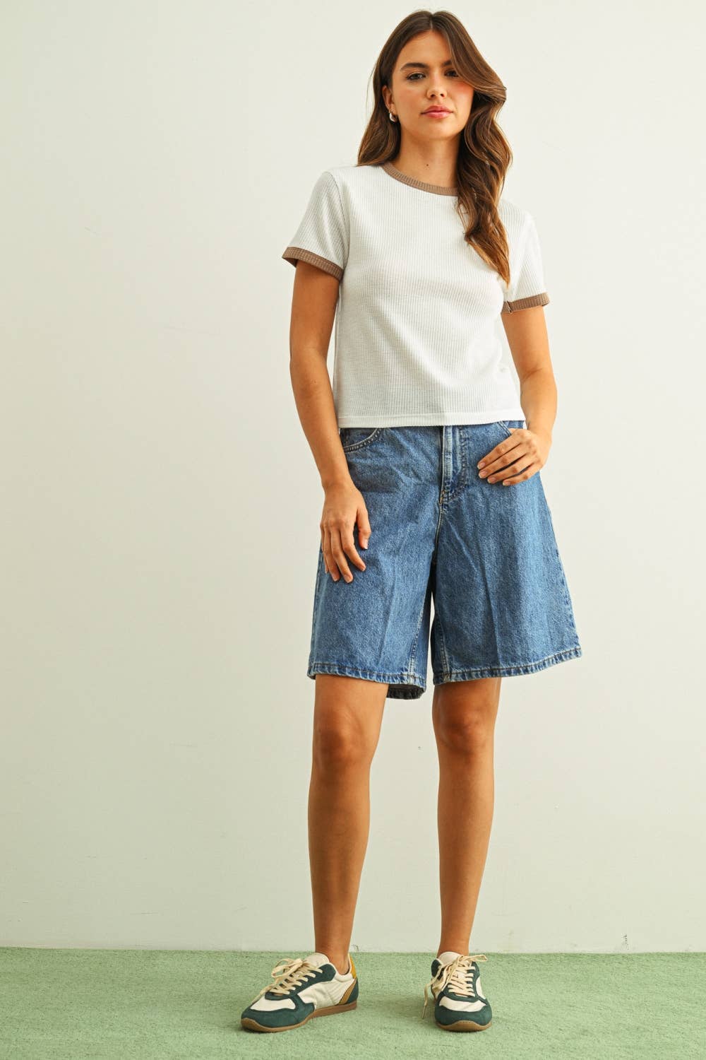 Waffle Knit Ringer Tee