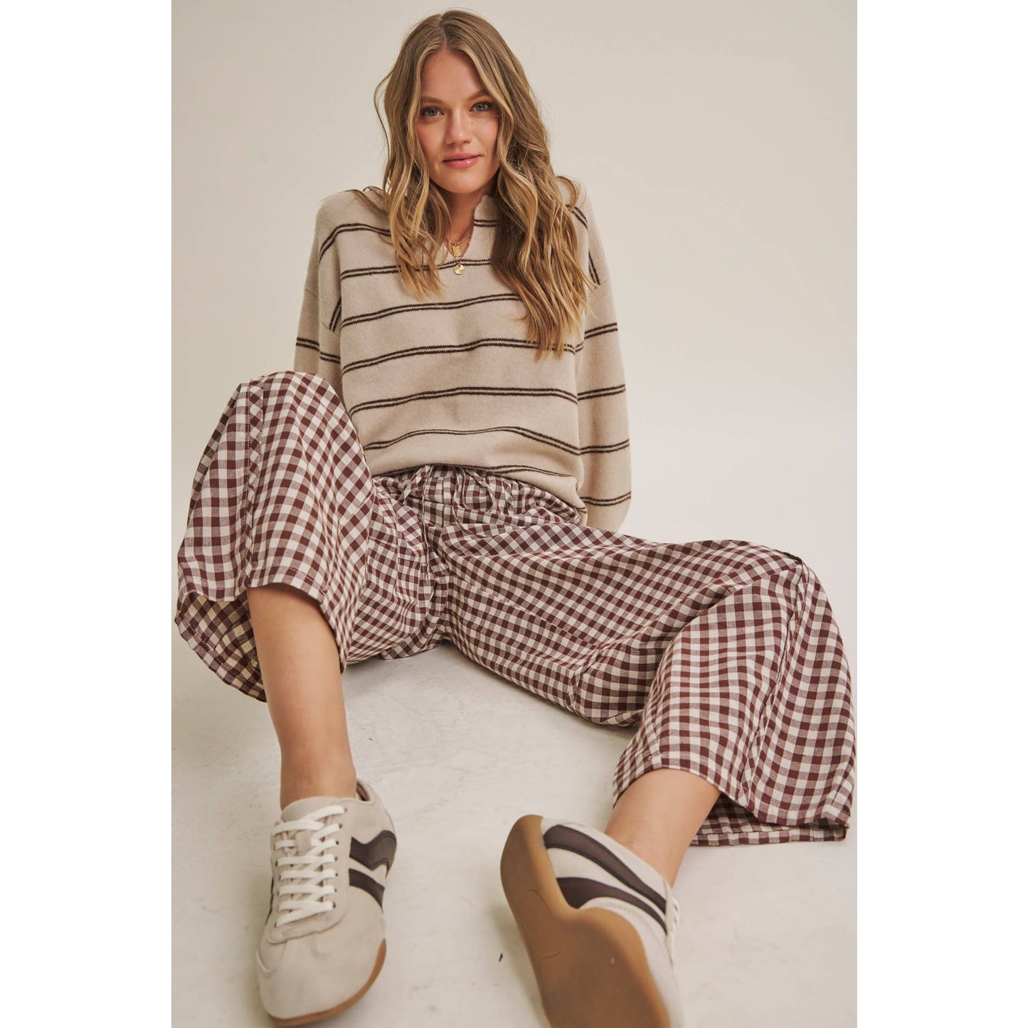 Gingham Barrel Pants