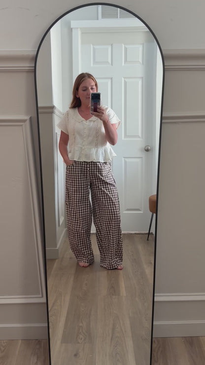 Gingham Barrel Pants