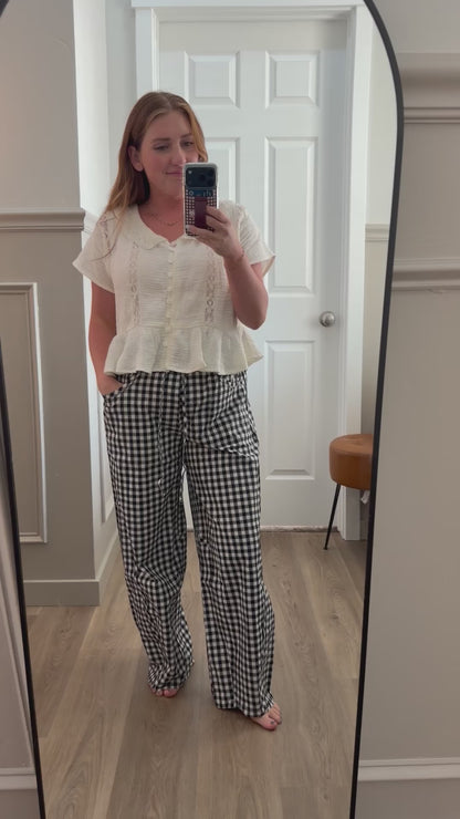 Gingham Barrel Pants